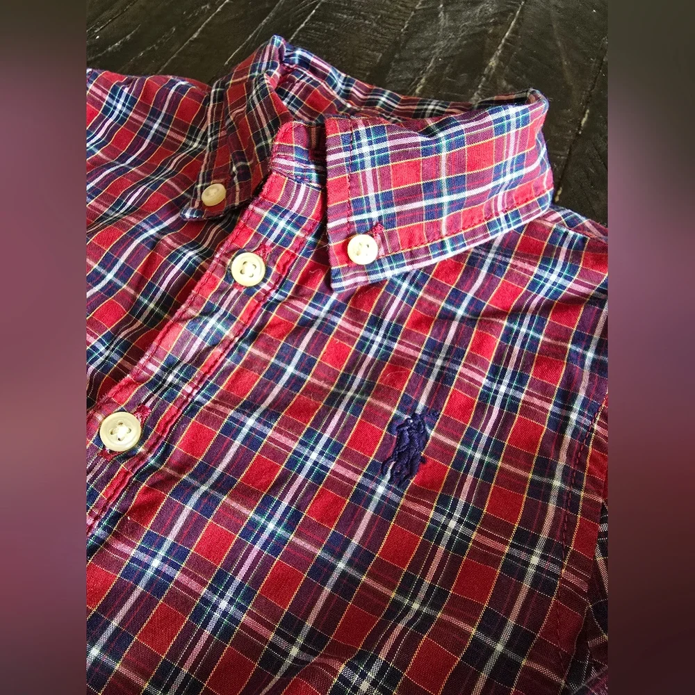 Ralph Lauren Baby Polo Romper 12 Months Red Plaid One Piece Outfit